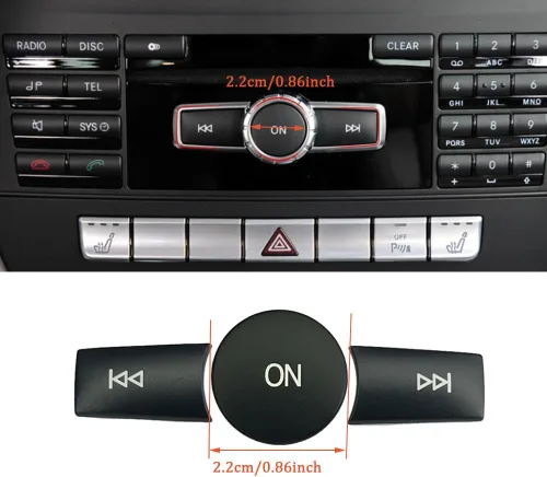 Vista 3 de Cubierta de botón de volumen ON para radio de automóvil, compatible con Mercedes Benz B C E G Clase W246 W204 W212 ML W166 CL/SL/CLA/CLS/SLK