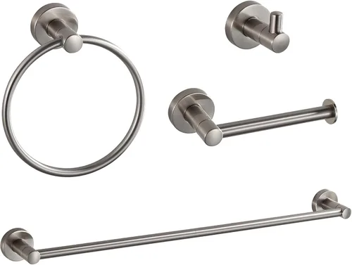 Vista 9 de BGL Juego de Accesorios de Baño Dorado Cepillado, Juego de Toallero de 4 Piezas Oro cepillado