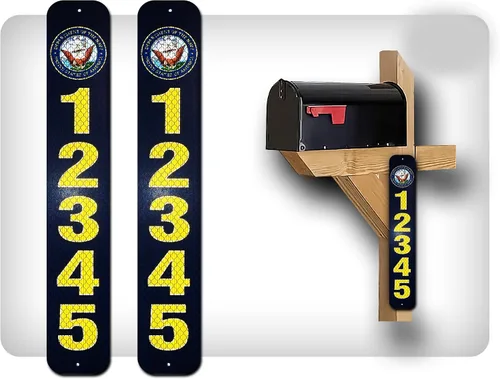 Vista 7 de Curb N Sign - Placas de números para buzón – 3 x 10 pulgadas hechas de aluminio reflectante de alta calidad – Números de buzón súper reflectantes