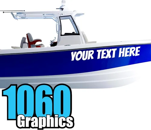 Vista 10 de Calcomanías de letras y números de barco personalizados (dos calcomanías) de vinilo marino