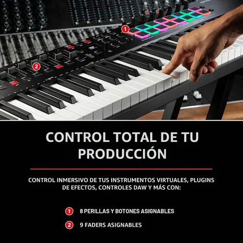 Vista 4 de M-Audio Controlador de teclado MIDI Oxygen Pro 61 + pedal de sostenimiento SP-1