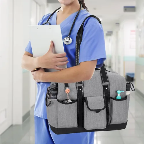 Vista 20 de Damero Bolsa de enfermera con funda para laptop para el trabajo y el cuidado del hogar, estudiantes de medicina