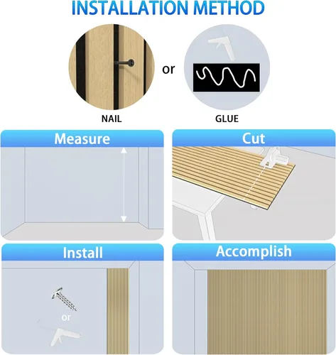 Vista 5 de Paneles de pared acústicos 3D con listones y acabado en madera, paquete de 2 paneles de absorción de sonido para estudio, oficina, sala de estar