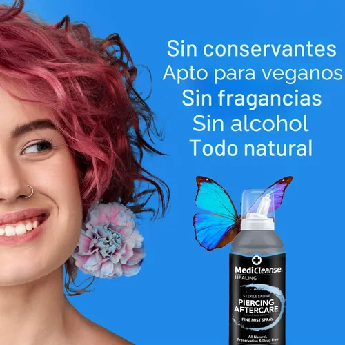 Vista 5 de MediCleanse Aerosol salino estéril para el cuidado posterior de perforaciones en pulverización de niebla fina, 7.5 onzas, todo natural, sin alcohol