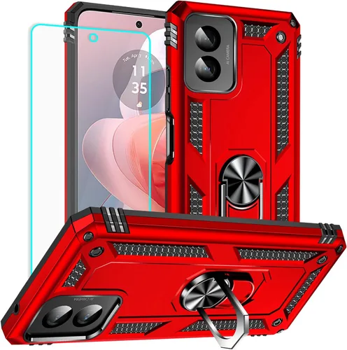 Vista 11 de Yiakeng Funda para Moto G Power 5G 2024 con protector de pantalla: [probada contra caídas de grado militar] Soporte de anillo a prueba de golpes