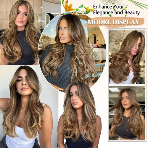 Vista 5 de FREEMEIGE 4 piezas de extensiones de cabello con clip, extensiones de cabello largas y gruesas con capas rectas de 20 pulgadas, extensiones