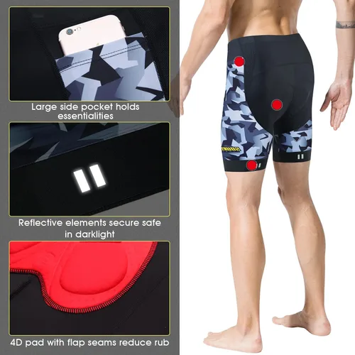 Vista 14 de Souke Sports Pantalones cortos de ciclismo acolchados para hombre, cómodos pantalones de ciclismo de carretera