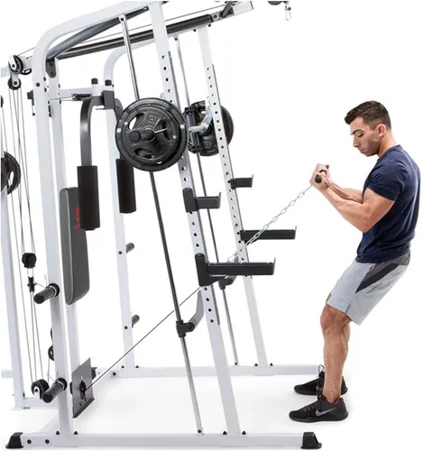 Vista 3 de Marcy Smith Cage Workout Machine Full Body StrengthTraining Home Gym Equipment System with Leg Developer, Press Bar, PEC Deck, and Squat Rack