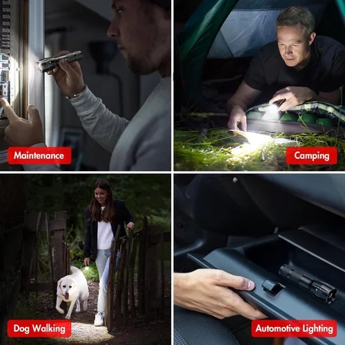 Vista 11 de KELME Paquete de 3 linternas de alto lúmen, potentes linternas tácticas con 5 modos, linterna LED pequeña con zoom impermeable de mano