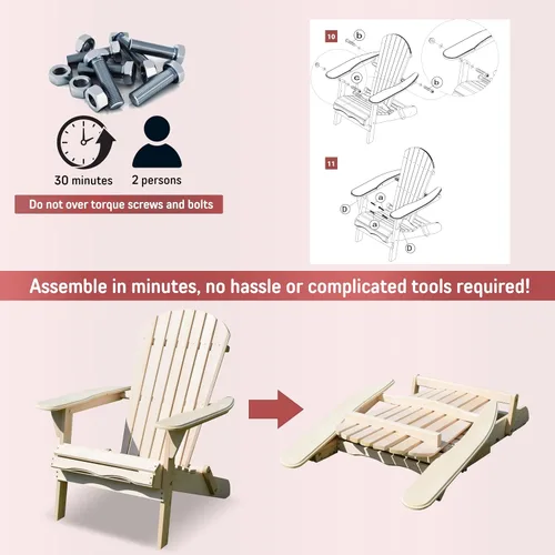 Vista 3 de northbeam Silla Adirondack plegable – Kit de silla Adirondack de exterior compuesto resistente a la intemperie para patio, césped y patio trasero