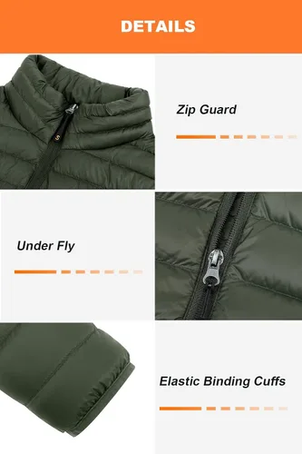 Vista 6 de Chaqueta de plumón plegable para hombre chaqueta acolchada abrigo ligero y cálido