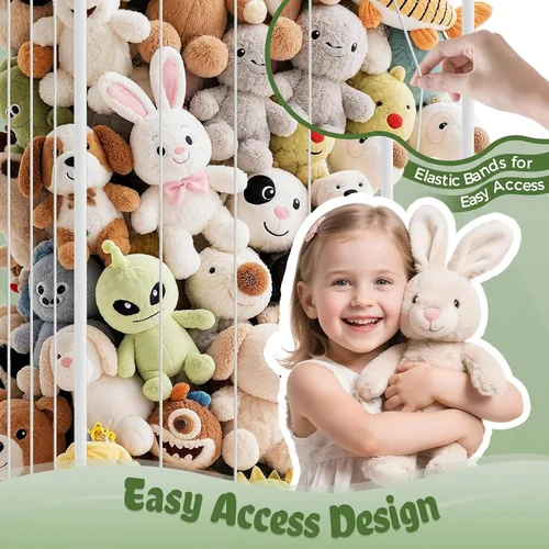 Vista 4 de Almacenamiento de animales de peluche de metal, organizador de juguetes de peluche duradero estilo zoológico, soporte extra grande para animales