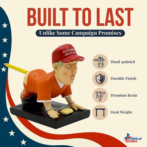 Vista 3 de Political Satire Soporte para bolígrafo Donald Trump, mercancía de Donald Trump. Regalos divertidos para hombres, regalos de elefante blanco