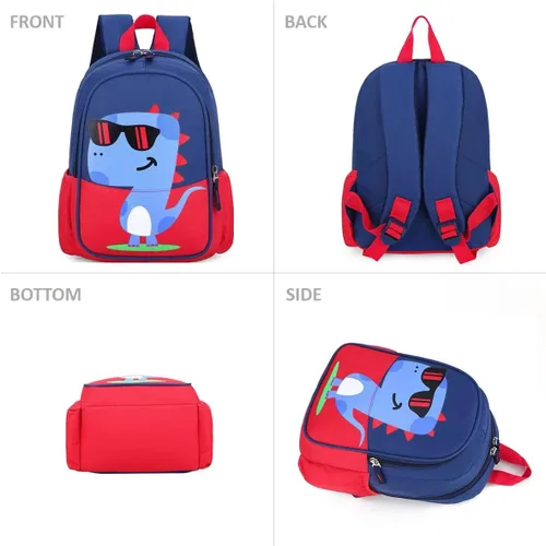 Vista 4 de POWOFUN Mochila de viaje preescolar para niños pequeños, rojo, (Dinosaur Red), S, Viajar
