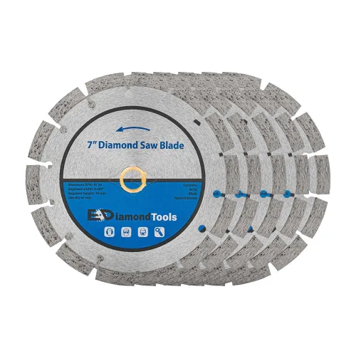 Vista 9 de Hoja de sierra segmentada de diamante de 4" para hormigón, ladrillo, bloque y mampostería Altura del segmento de 0.394 in, eje de 7/8"-5/8", grano