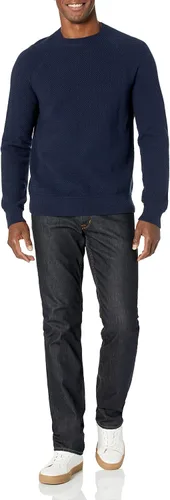 Vista 4 de Tienda Essentials Suéter de cuello redondo de algodón texturizado de gran tamaño para hombre