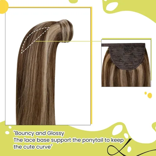 Vista 7 de RUNATURE - Extensiones de cabello humano con cola de caballo, 18 pulgadas, 2.82 oz, #3P12, sedoso B-09-#3P12