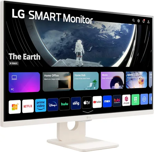 Vista 3 de LG 27SR50F-W Monitor inteligente de 27 pulgadas FHD (1920 x 1080), pantalla IPS, webOS 23, HDR 10, x2 altavoces incorporados, AirPlay 2, pantalla