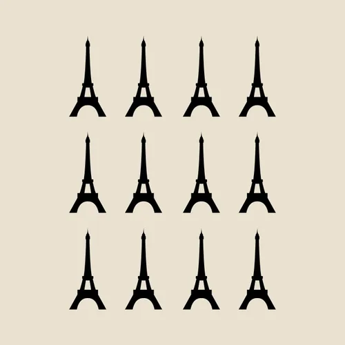 Vista 4 de Juego de 12 calcomanías de vinilo para pared, torres Eiffel, 6 x 3 pulgadas cada una, moderna, elegante, para el hogar, interior, exterior