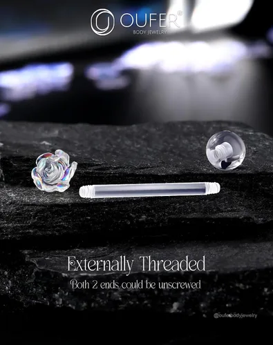 Vista 6 de OUFER 3 piezas de joyería de hélice de plástico, retenedor de piercing de labios transparente para cirugía, lindos anillos de labios