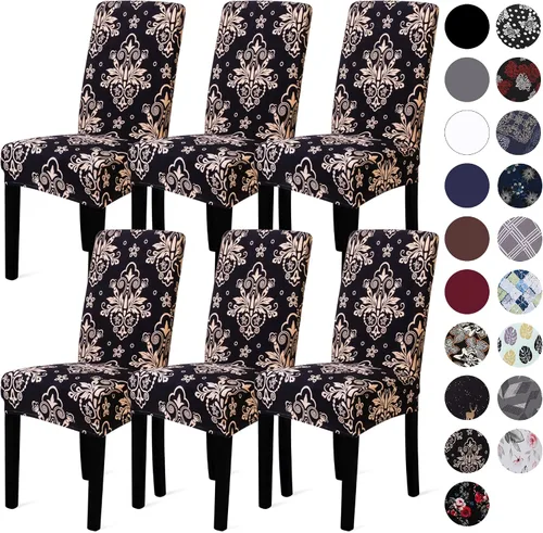 Vista 83 de Sufdari Juego de 2 fundas para sillas de comedor, fundas para sillas de cocina, fundas para sillas Parsons, protectores de sillas de elastano