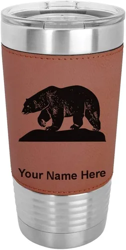 Vista 11 de LaserGram Vaso aislado al vacío de 20 onzas, oso polar, grabado personalizado incluido (piel sintética, estilo béisbol)