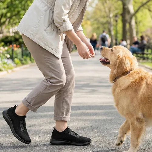 Vista 7 de TIOSEBON - Zapatos de caminar sin cordones para mujer, ligeros, casuales, para correr a/all black