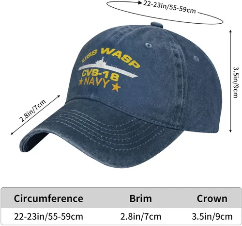 Vista 5 de JINGUImao USS Wasp Cvs-18 - Gorra de béisbol vaquera, sombrero de papá, sombrero de papá