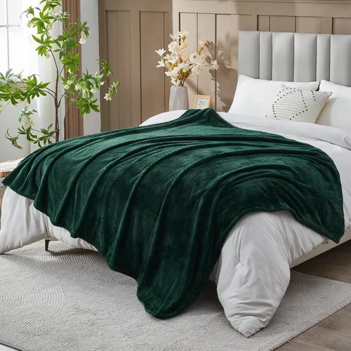 Vista 47 de NEWCOSPLAY Manta de Tiro Súper Suave Aqua Franela Sedosa Premium Fleece con Patrón de Hojas Ligera Manta de Cama para Uso en Todas las Estaciones
