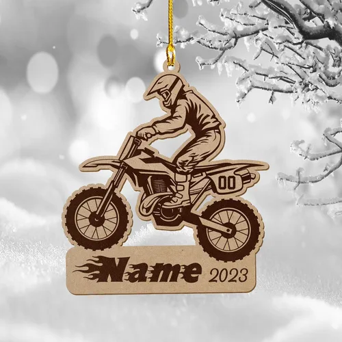 Vista 3 de Adorno personalizado de moto de motocross para hombres, adorno de motocicleta, adorno de Navidad para bicicleta, adorno de batcycle, regalo