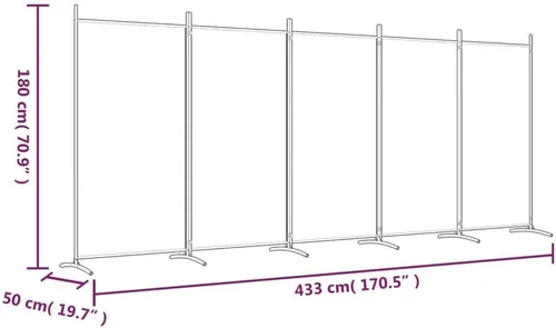 Vista 8 de vidaXL Divisor de habitación de 5 paneles de tela negra, versátil, duradero, plegable, de gran tamaño para uso doméstico u oficina