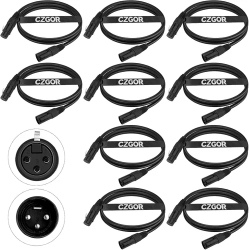 Vista 10 de Cable DMX de 3.2 pies, paquete de 12 cables flexibles de señal XLR de 3 pines macho a hembra DMX, adecuado para señal de iluminación de escenario