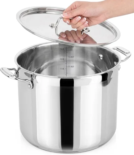 Vista 13 de NutriChef - Olla grande de acero inoxidable de 5 cuartos con tapa - 18/8 Grado alimenticio resistente, olla grande de acero inoxidable