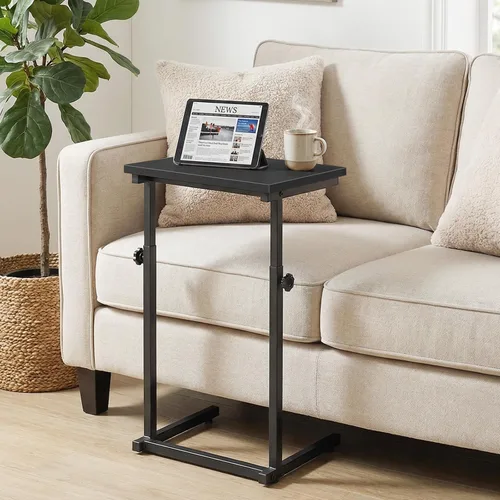 Vista 2 de HOOBRO Mesa auxiliar en forma de C, mesa auxiliar de sofá de altura ajustable, mesa deslizante debajo del sofá, mesa auxiliar en forma de C