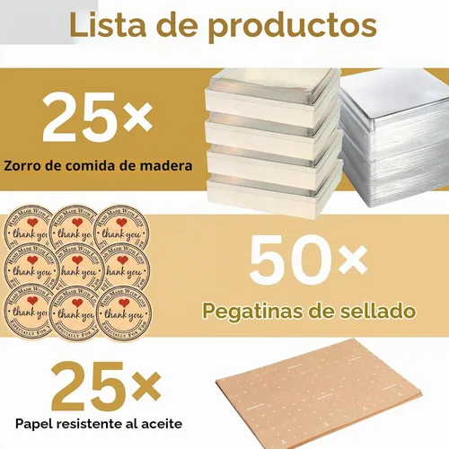 Vista 2 de Contenedores desechables de madera Bento To Go para comida, 25 piezas, cajas Bento asiáticas de madera para llevar con tapas, caja de panadería a