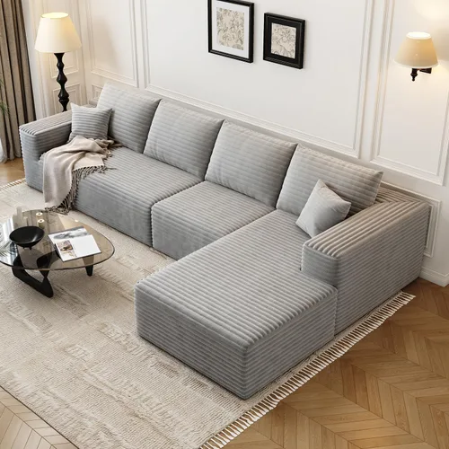 Vista 9 de Sofá seccional modular Cloud de 107.5 pulgadas con 1 otomana, sofás tapizados modernos minimalistas, cómodo sofá en forma de U para sala de estar