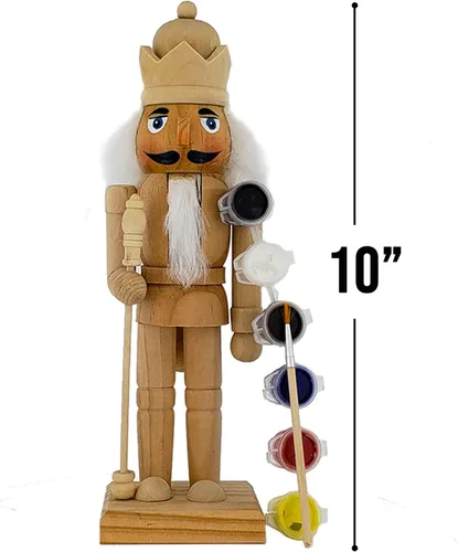 Vista 2 de Cascanueces de Navidad Figura Rey Fun Kit DIY sin pintar con pintura incluido Madera 10 inch Exclusivo