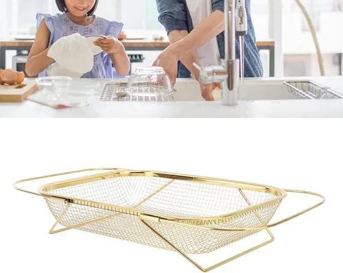 Vista 3 de Colador sobre el fregadero, cesta colador de acero inoxidable, cesta de malla fina para cocina casera