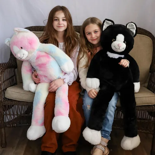 Vista 2 de Tezituor Peluche de Gato Gigante de 39.5 Pulgadas, Juguete de Peluche de Gato de 3.2 Libras con Patas Largas, Almohada Corporal Grande de Gatito