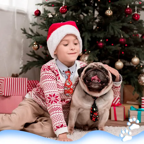 Vista 4 de Frienda Corbatas de Navidad para perros, 6 piezas ajustables para mascotas, corbatas de Navidad para cachorros para festivales de Navidad