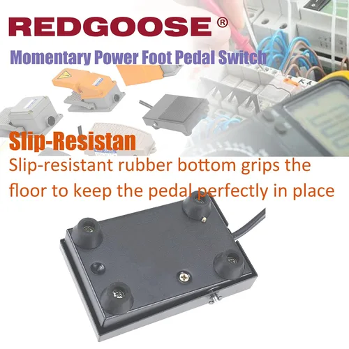 Vista 3 de Interruptor de pedal de pie de potencia momentánea 250VCA 10A SPDT 1NO1NC Interruptor de pie resistente con cable de 6 pies, color negro