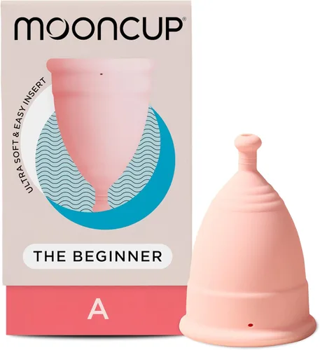 Vista 7 de Mooncup® Copa menstrual para principiantes reutilizable, ultra suave y fácil de insertar, ideal para períodos de flujo pesado, tamaño adolescente