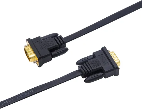 Vista 2 de DTech Cable VGA delgado para monitor de computadora, 6 pies, conector estándar de 15 pines, macho a macho, cable VGA para escritorio (6 pies, negro)