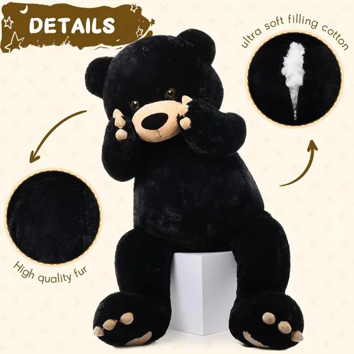 Vista 8 de Tezituor Oso de peluche grande de 59 pulgadas, animal de peluche negro gigante para baby shower, Navidad, día de San Valentín o cumpleaños, oso