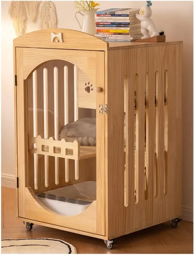Vista 5 de Casa para gatos jaula para gatos Villa pequeña con inodoro de dos pisos para gatos Casa de gato Casa para el hogar Mascota Gatito Gato Villa