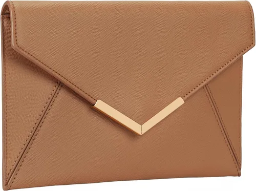 Vista 2 de Dexmay - Bolso de mano tipo sobre para mujer, tamaño mediano, de piel saffiano, plegable