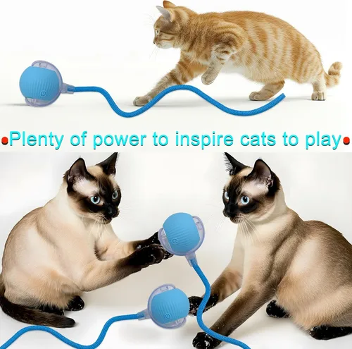 Vista 7 de Pelota interactiva de juguete para perros y gatos: pequeño juego para mascotas con luz LED y cola de cuerda para activar el movimiento, lindo regalo
