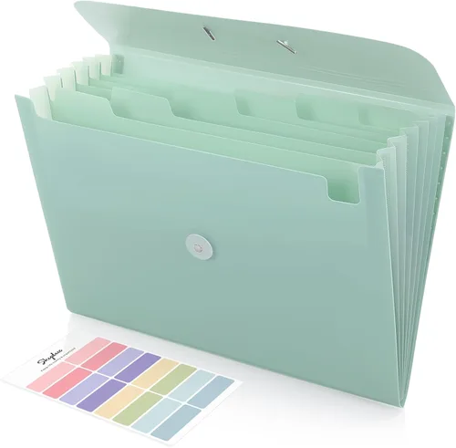 Vista 15 de SKYDUE Carpeta de archivos expandible con 7 bolsillos, organizador de archivos de acordeón, carpetas para documentos, organizador portátil de papel