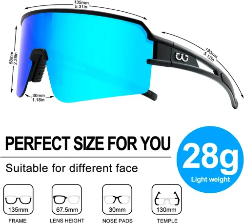 Vista 4 de SPOSUNE Gafas de ciclismo polarizadas para hombres y mujeres, protección UV400, gafas de sol deportivas para béisbol, correr, pesca, equitación