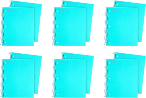 Vista 18 de Mintra Office Cuaderno con espiral duradero, 3 materias, azul pervinca (Arctic Ice), amarillo claro (Sun Yellow) y rosado claro (Spring Pink)